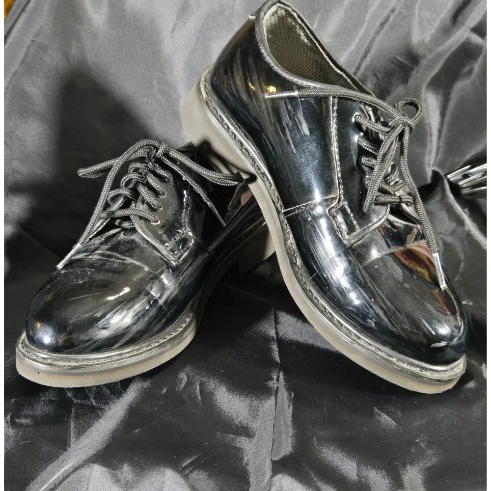Rothco Black Hi-Gloss Lightweight Oxford Dress Shoes Size 5.5 R Patent Finish